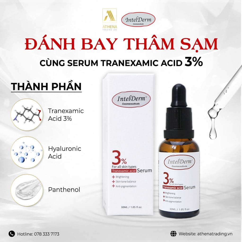 Tranexamic Acid 3% 30ml chứa nhiều thành phần tốt cho da