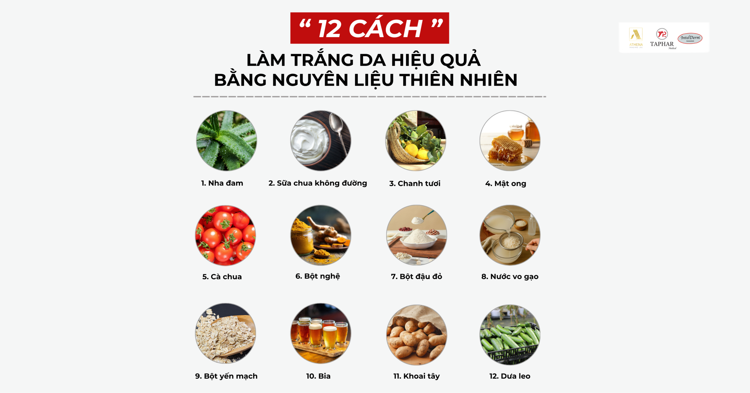 12 nguyên liệu hỗ trợ cách làm trắng da hiệu quả tại nhà