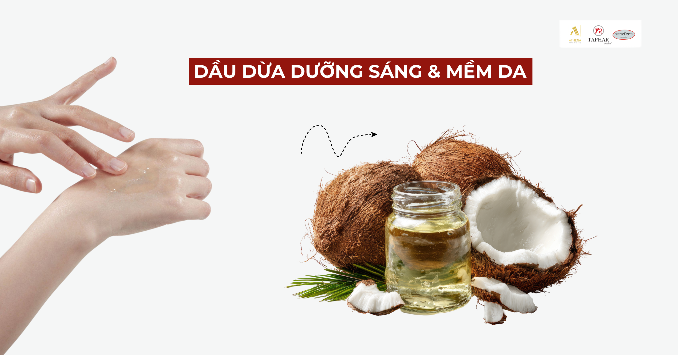 Thoa dầu dừa lên da body để dưỡng ẩm và tạo độ bóng khỏe tự nhiên