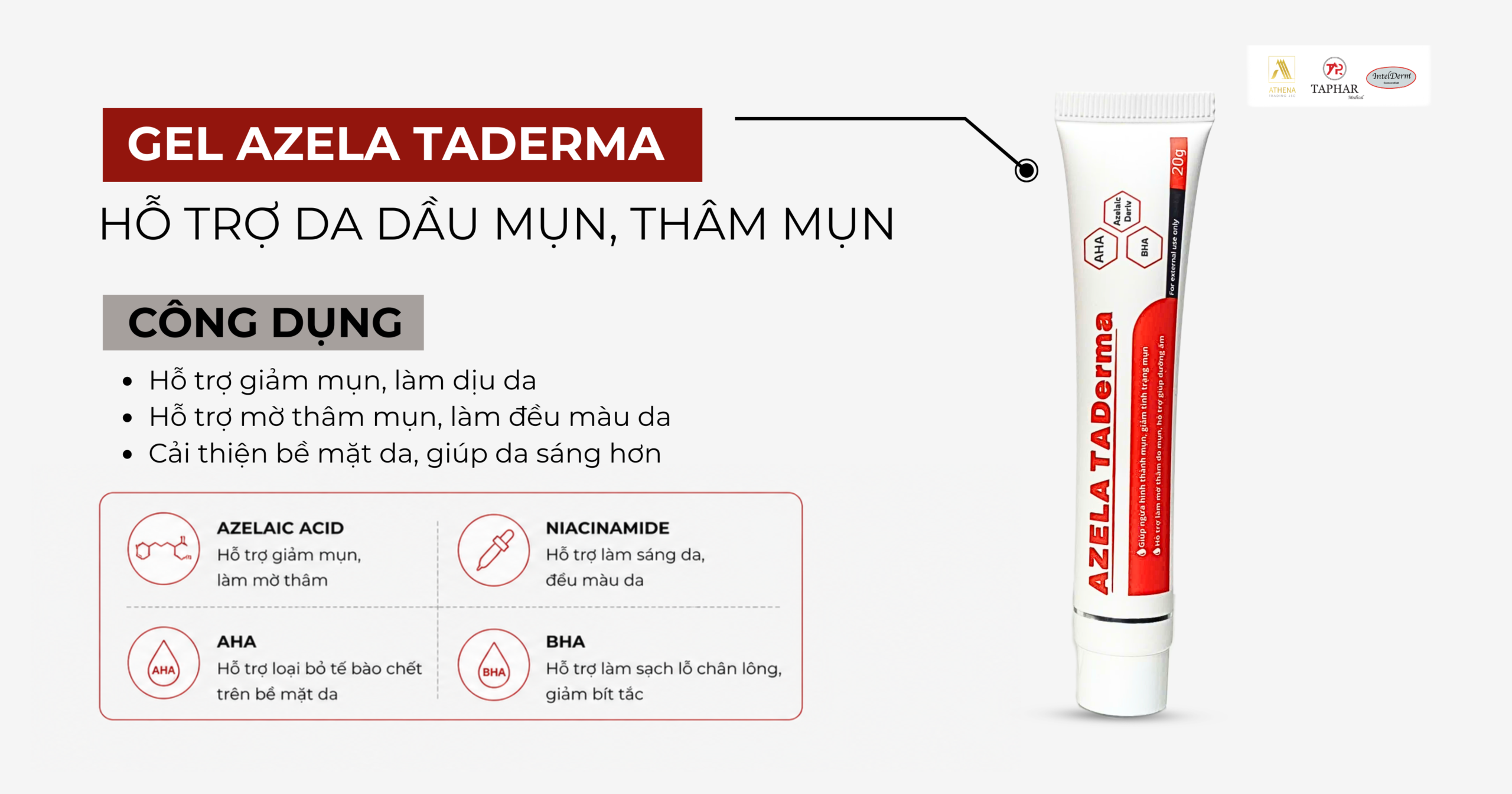 Gel Azela Taderma cho da dầu mụn có thâm 