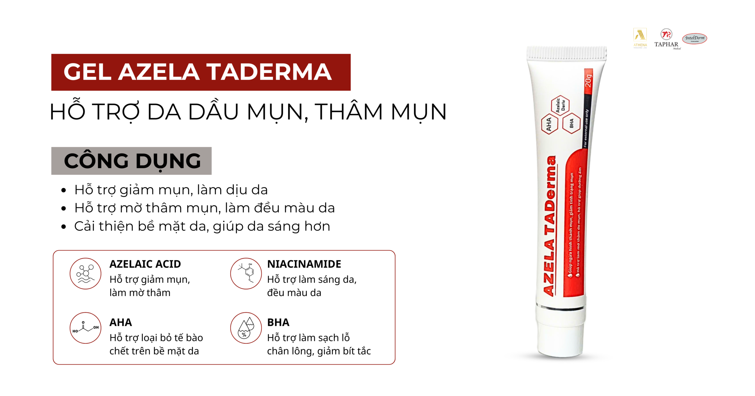 Gel Azela Taderma cho da dầu mụn có thâm 