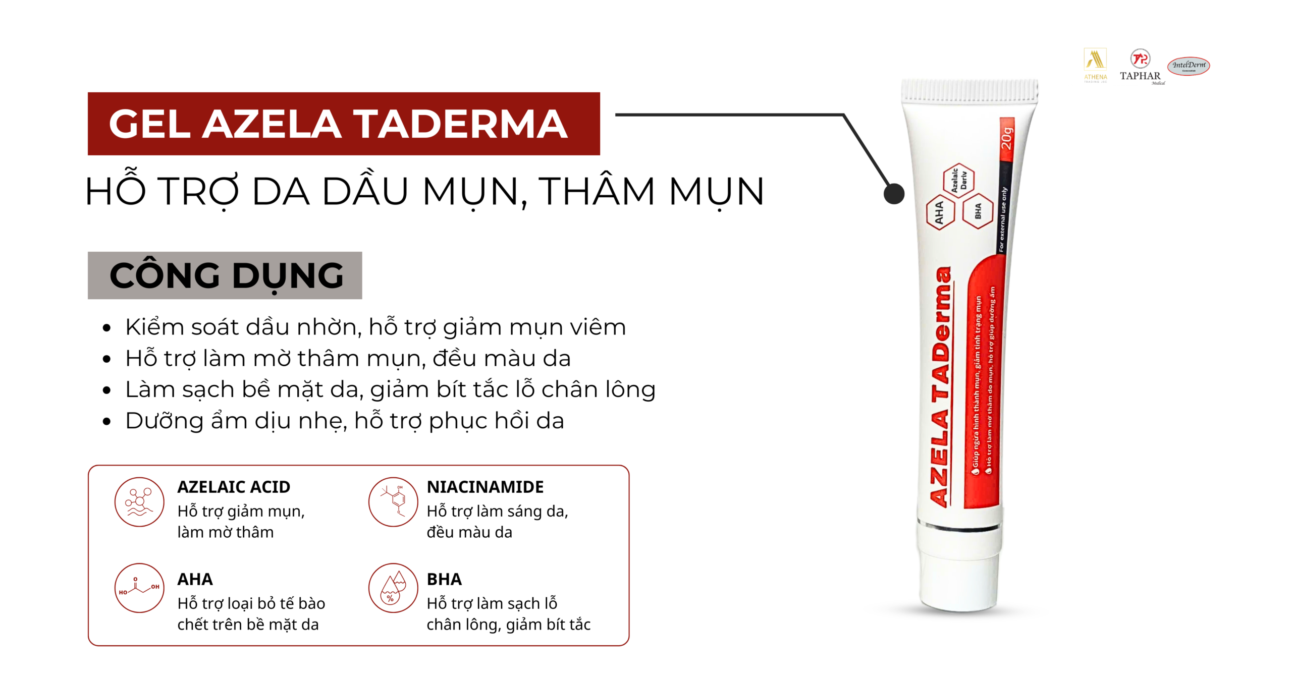Gel Azela Taderma cho da dầu mụn có thâm sau mụn 