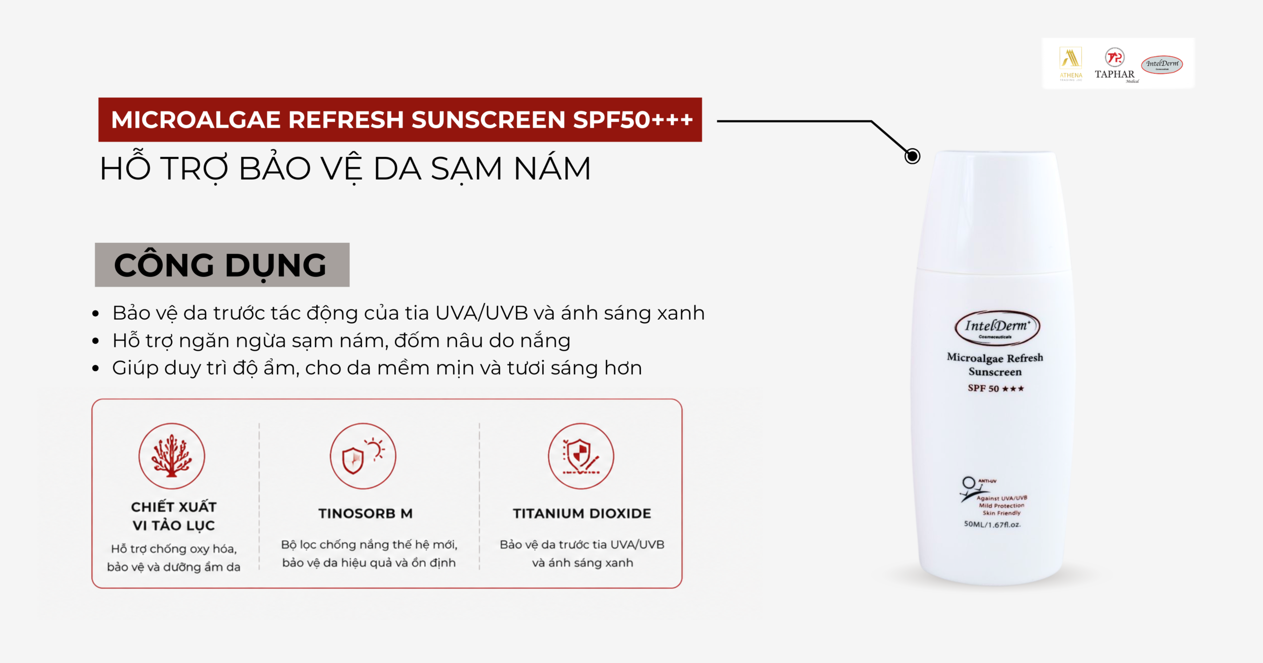 Microalgae Refresh Sunscreen SPF 50 bảo vệ da dễ sạm nám 