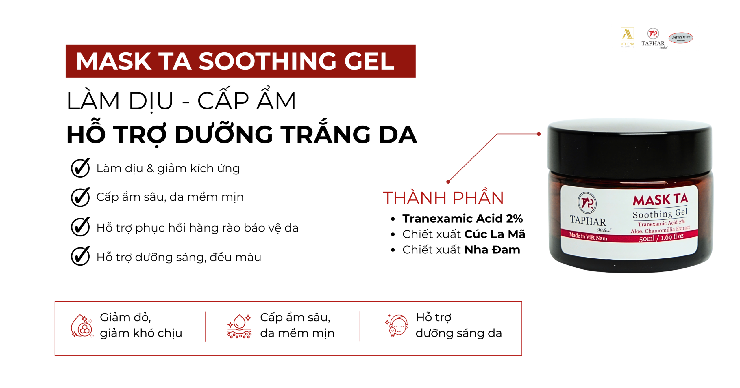 Mask TA Soothing Gel giúp làm dịu và cấp ẩm cho da khô 