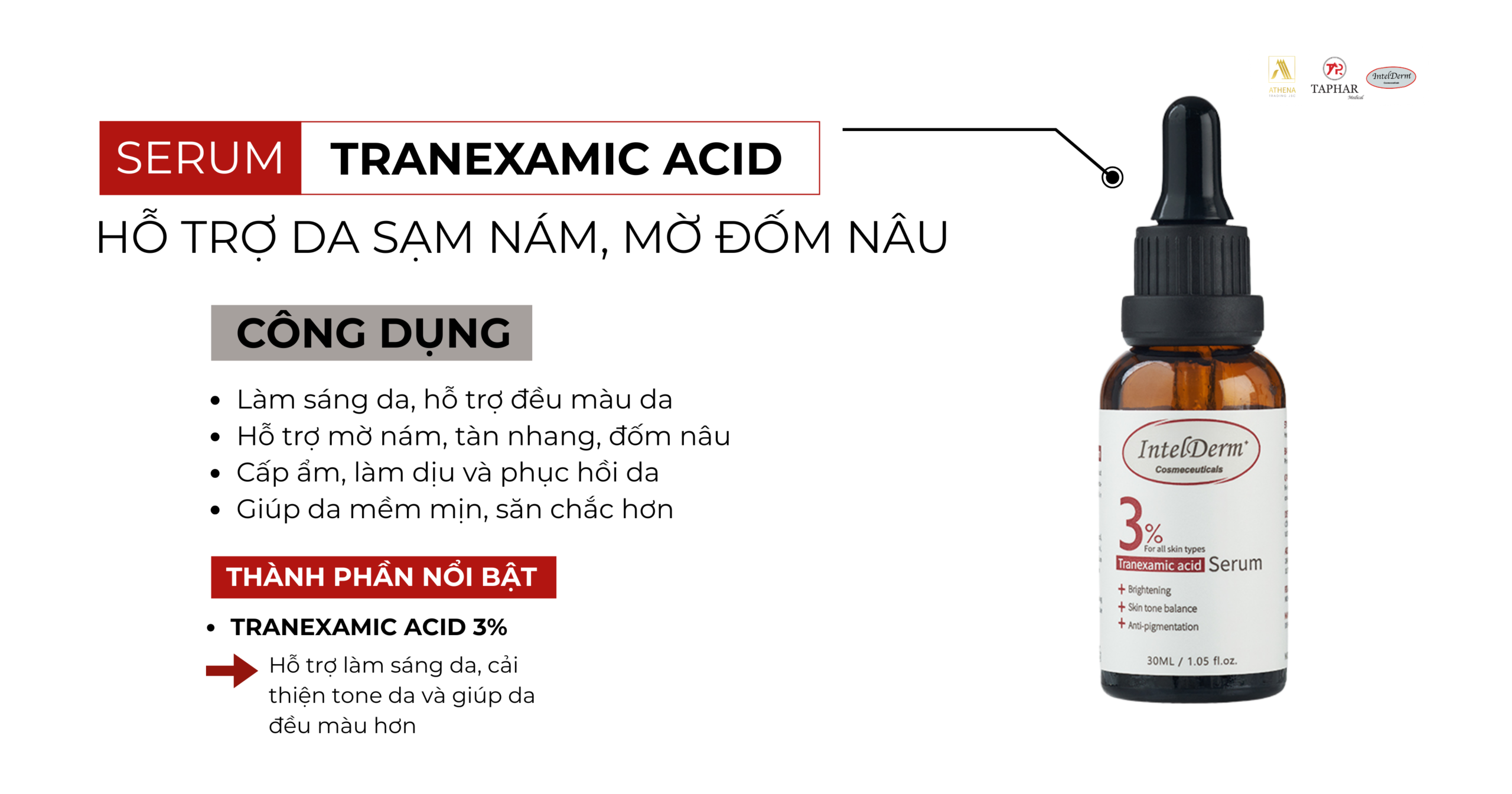 Serum Tranexamic Acid 3% cho da thâm sau mụn 