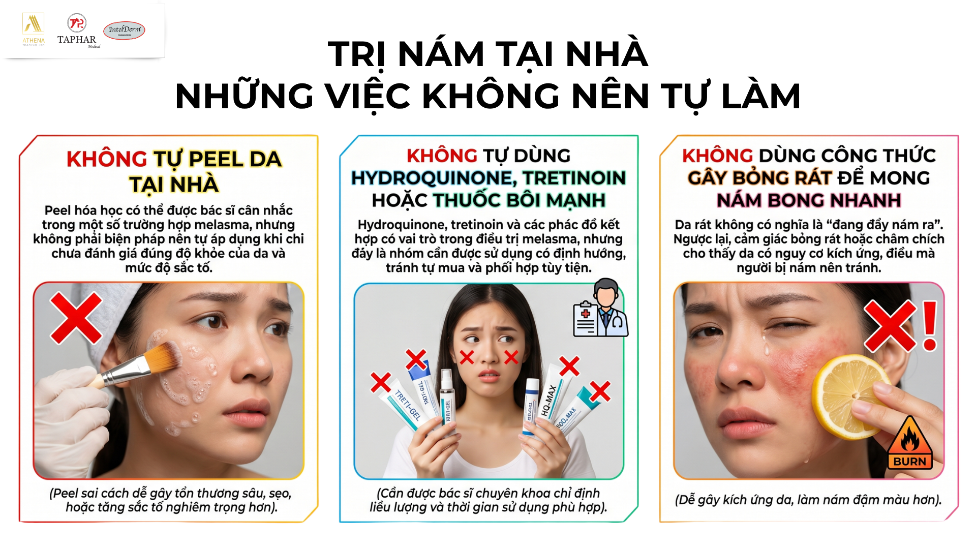 Những việc không nên tự làm khi trị nám tại nhà