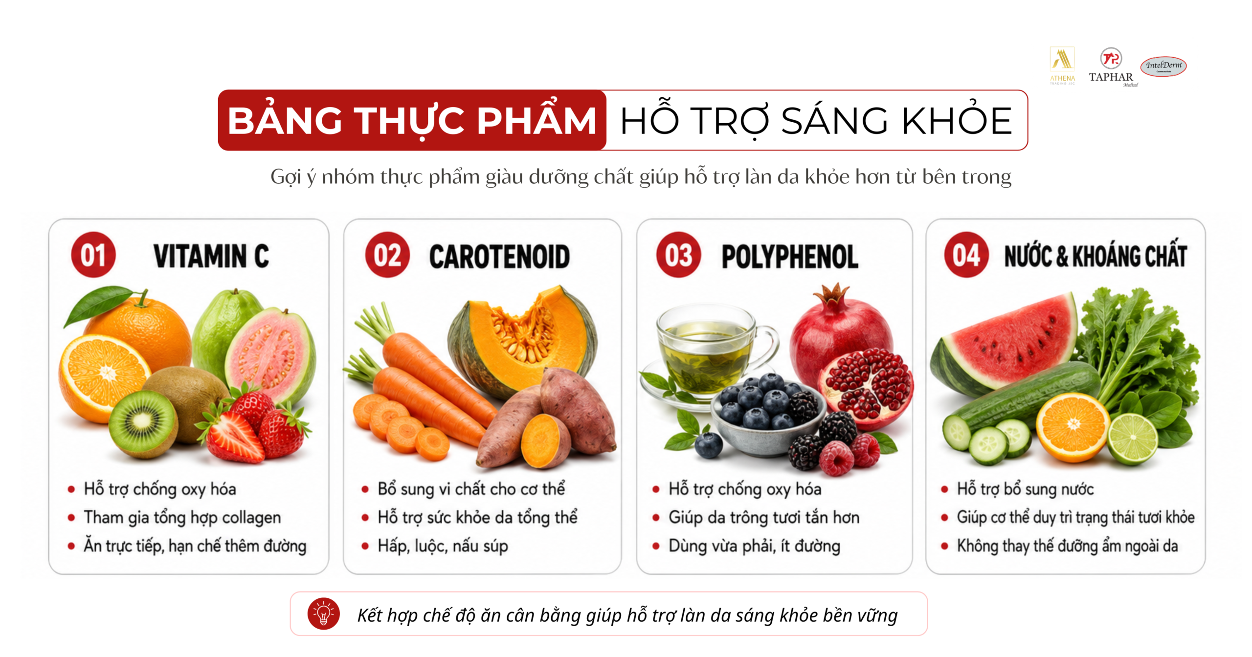 thực phẩm hỗ trợ cách làm da trắng sáng