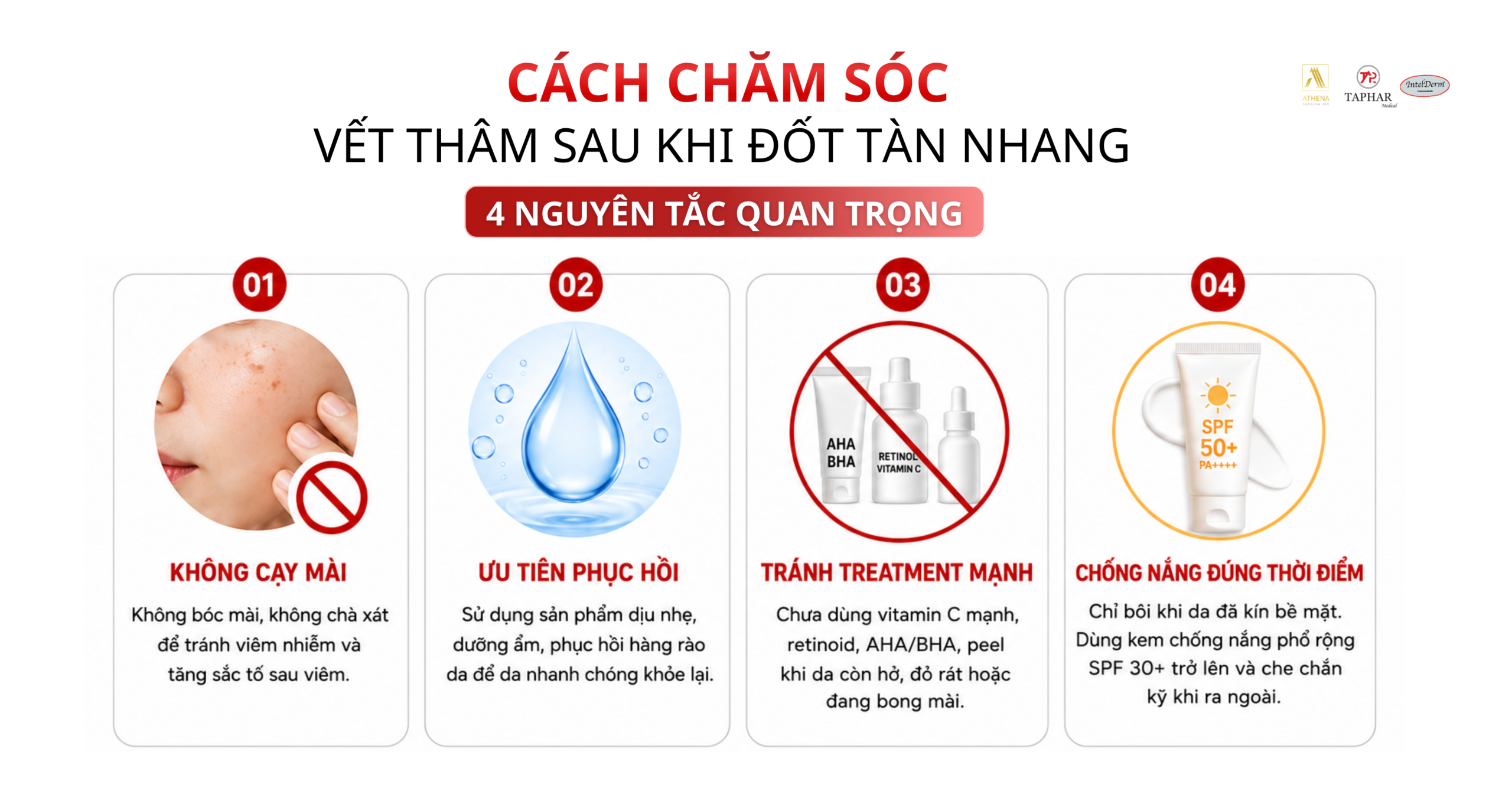 cách chăm sóc vết thâm sau khi đốt tàn nhang để không sậm màu