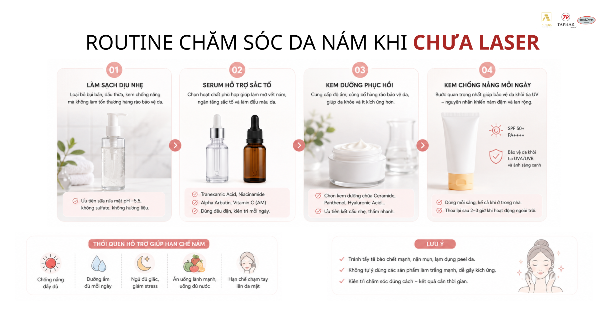 chăm sóc da sau laser trị nám