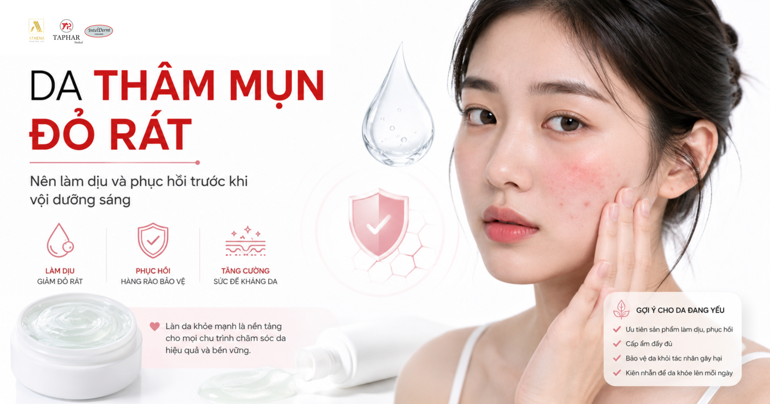 da thâm mụn đỏ rát có nên dùng kem dưỡng trắng da không