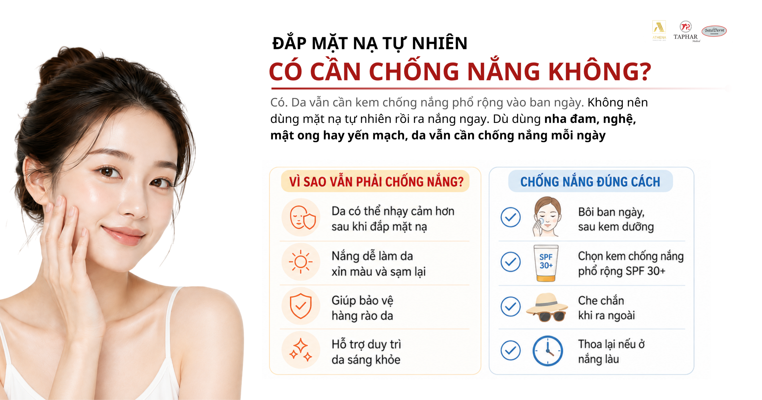 đắp mặt nạ tự nhiên có cần chống nắng không