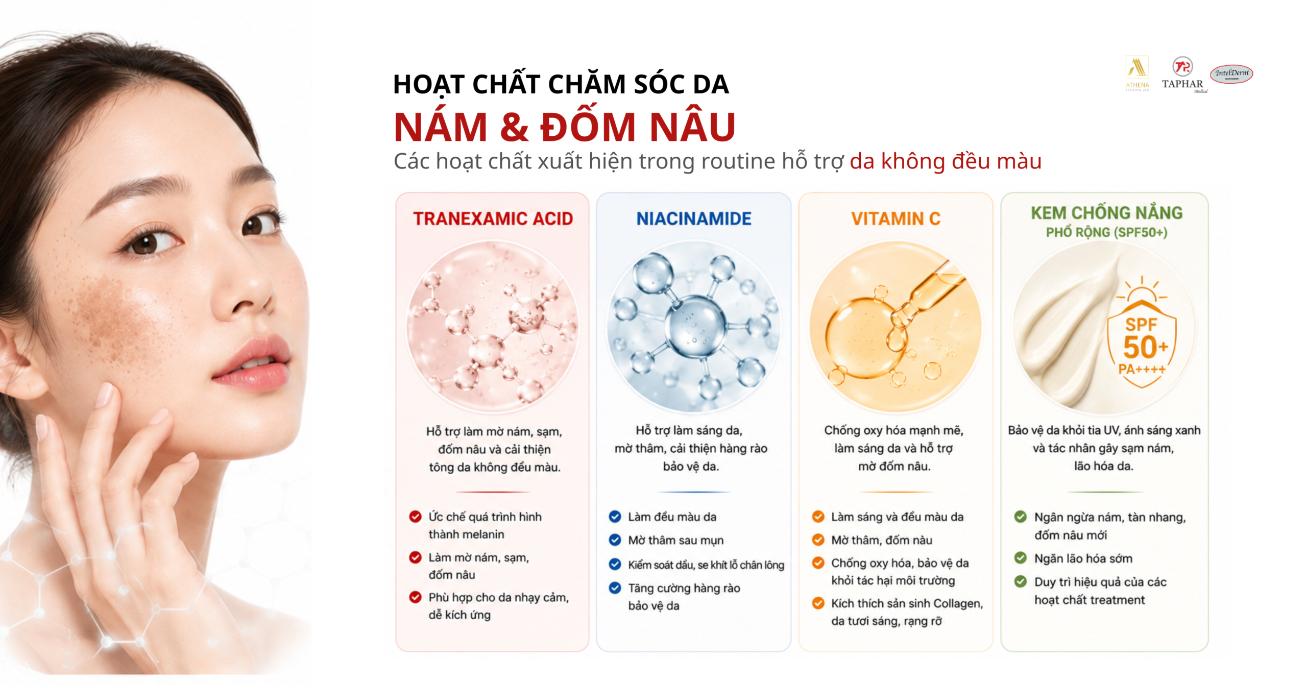  hoạt chất chăm sóc các loại nám da và đốm nâu