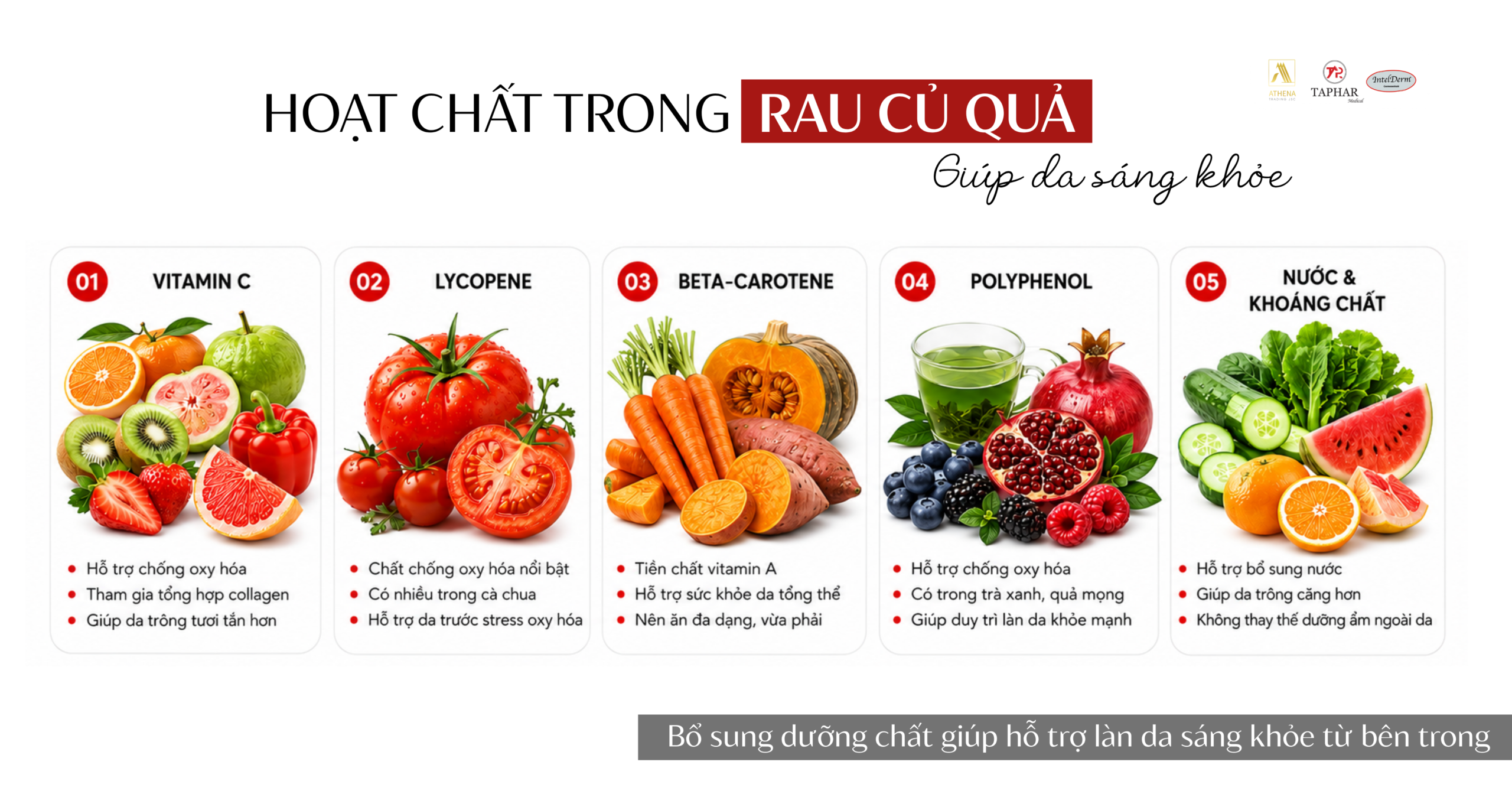 rau củ quả hỗ trợ cách làm sáng da tại nhà