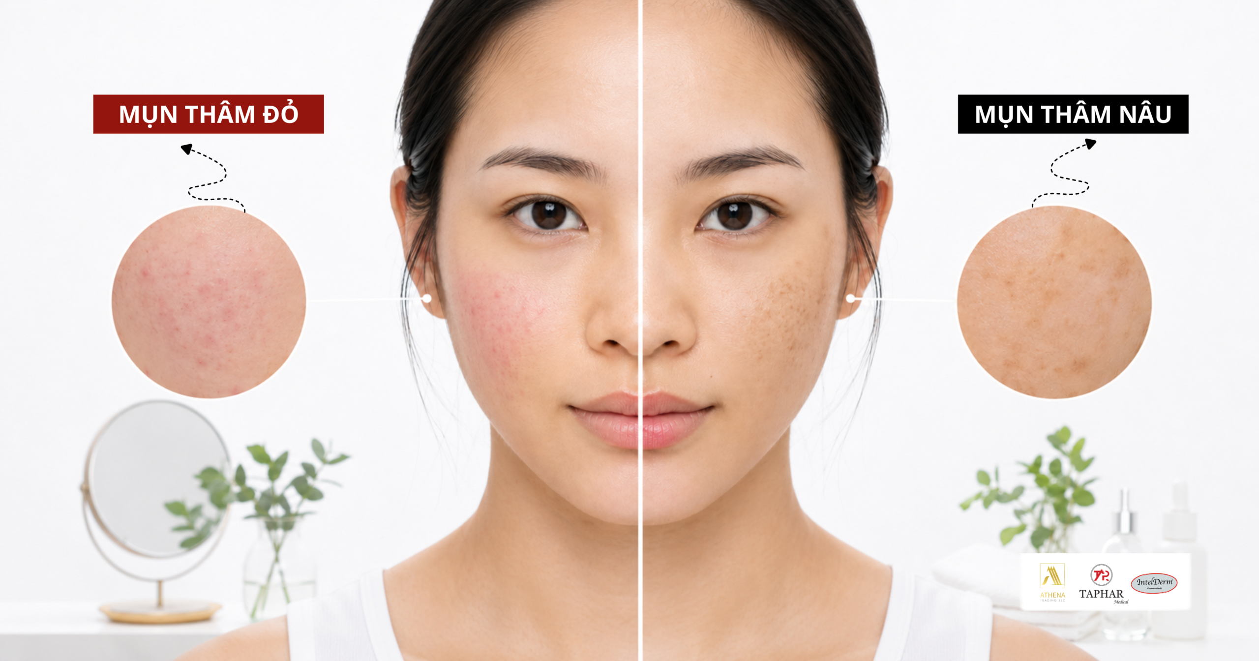 mụn thâm đỏ và mụn thâm nâu khác nhau thế nào