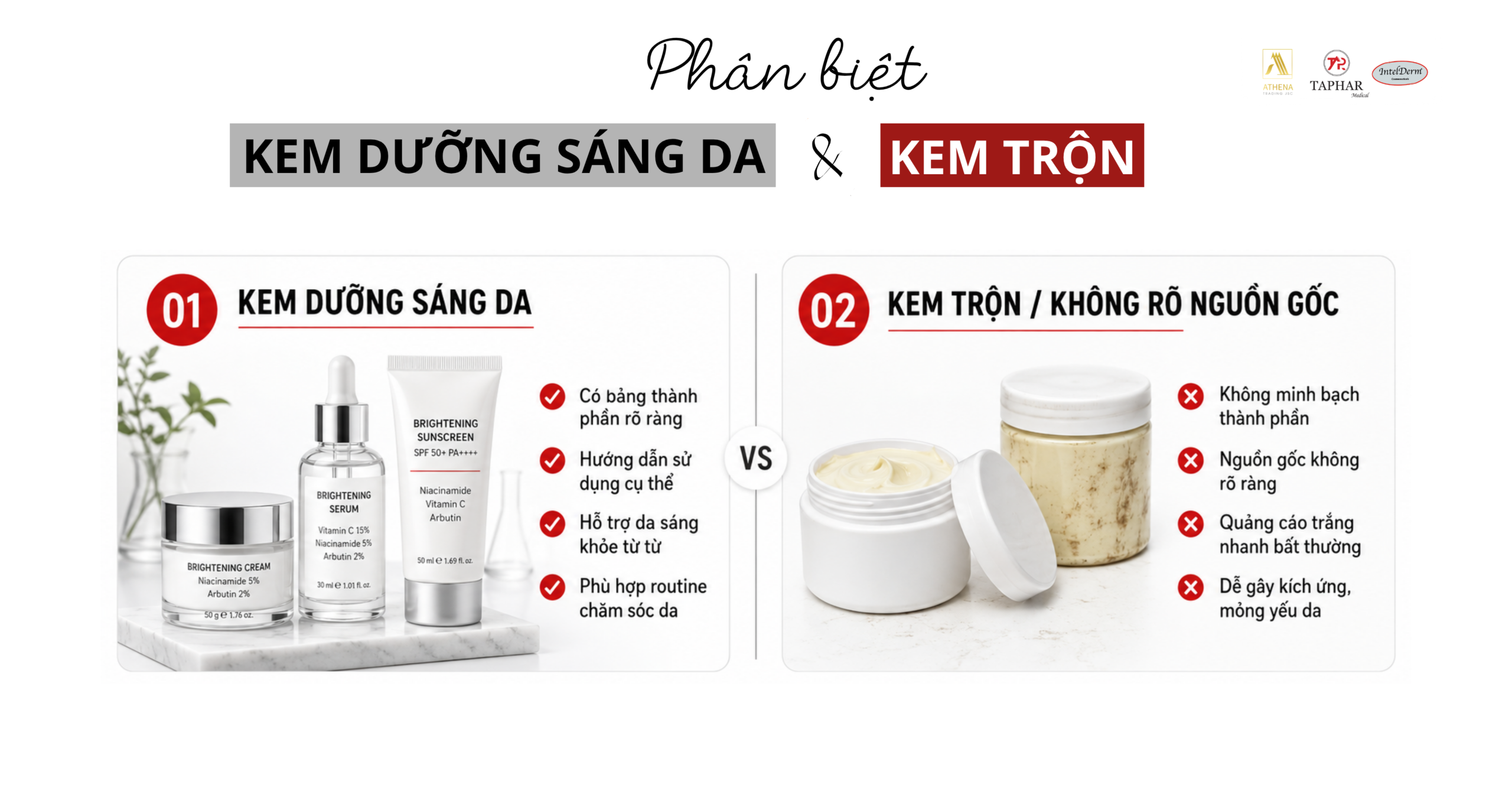 phân biệt kem trắng da an toàn và kem trộn