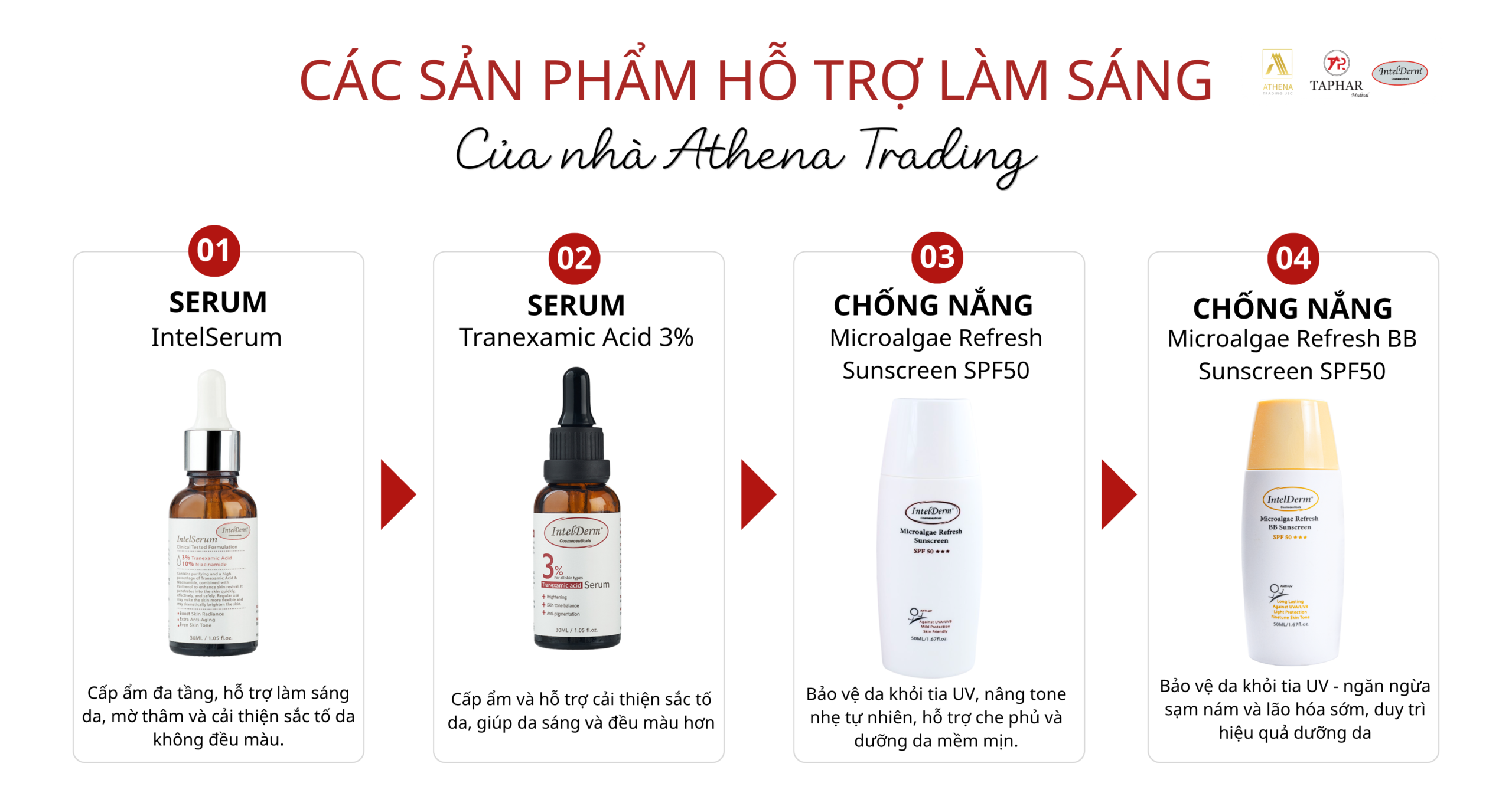 sản phẩm hỗ trợ kem trắng da an toàn tại Athena 