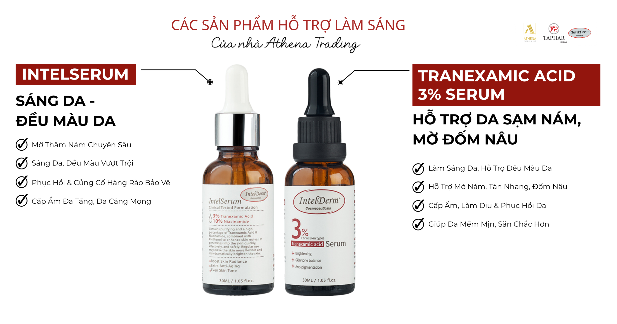 Serum Tranexamic Acid 3% và IntelSerum cho nám mới xuất hiện