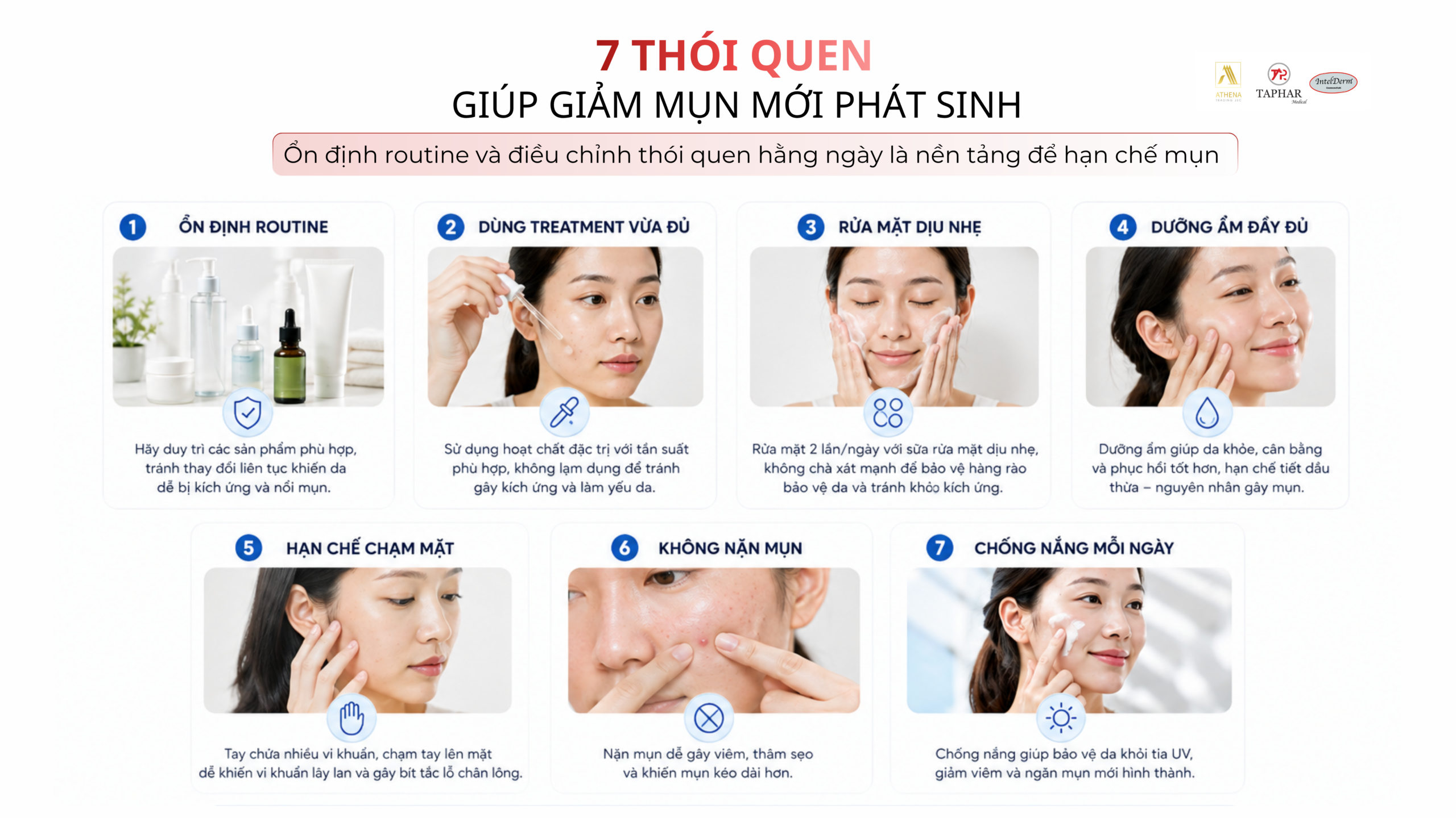 7 thói quen giúp giảm mụn mới phát sinh