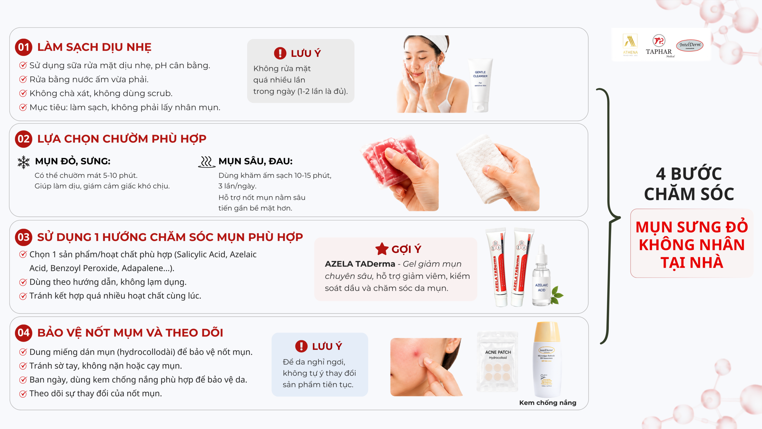 cách chăm sóc mụn sưng đỏ không nhân tại nhà