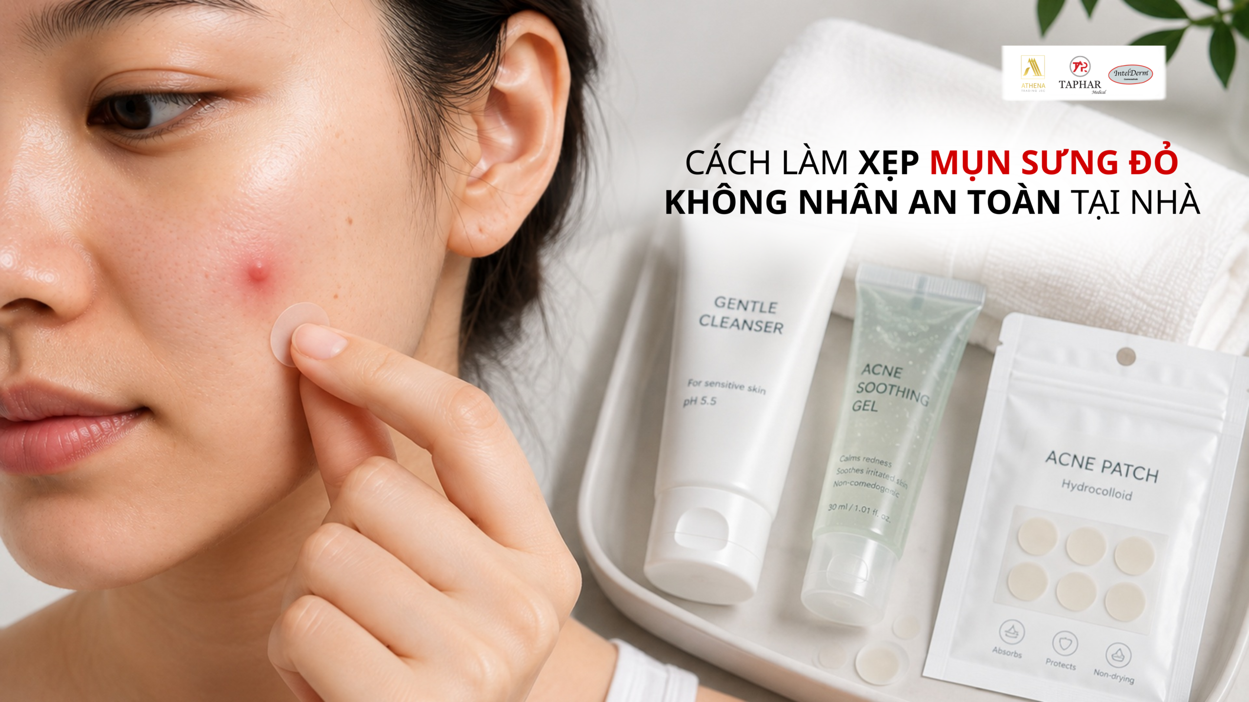 cách làm xẹp mụn sưng đỏ không nhân an toàn