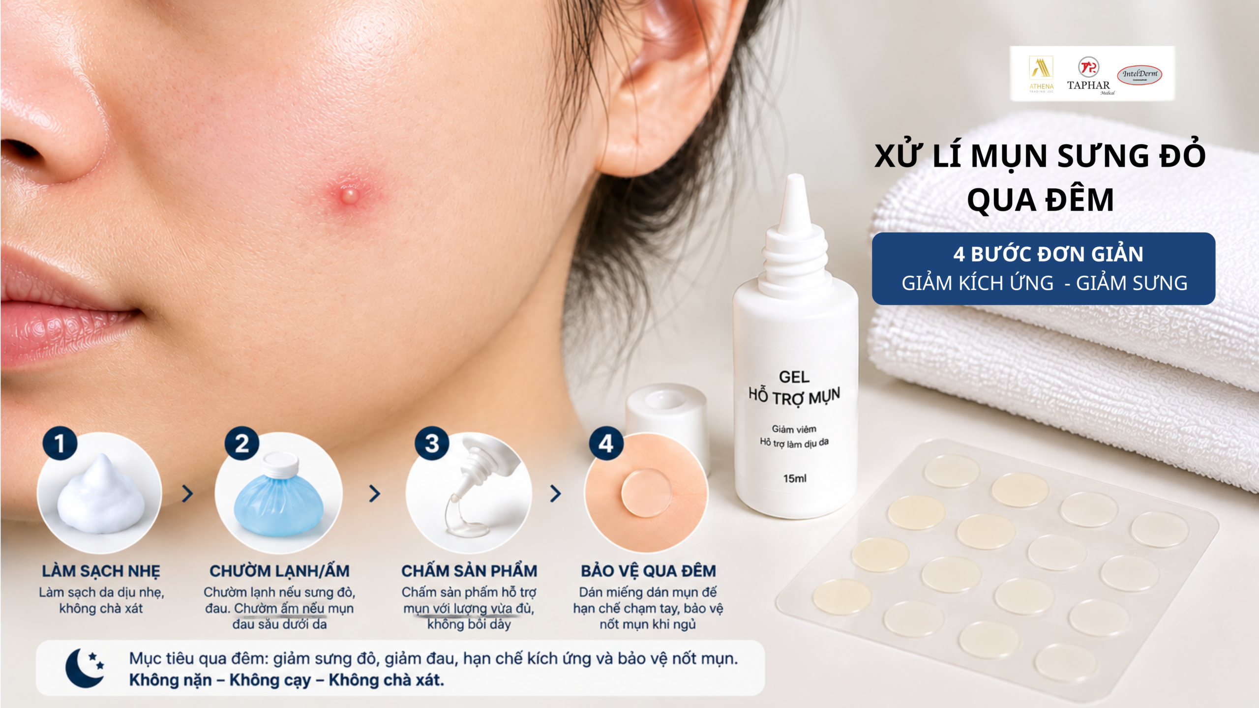 cách làm xẹp mụn sưng đỏ sau 1 đêm