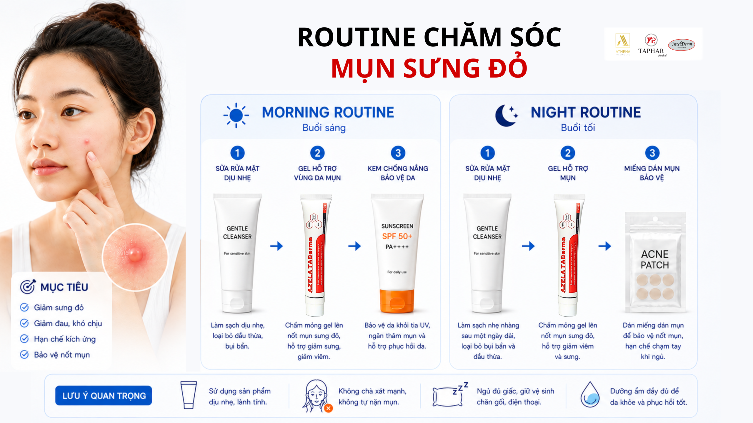 chăm sóc mụn sưng đỏ an toàn tại nhà
