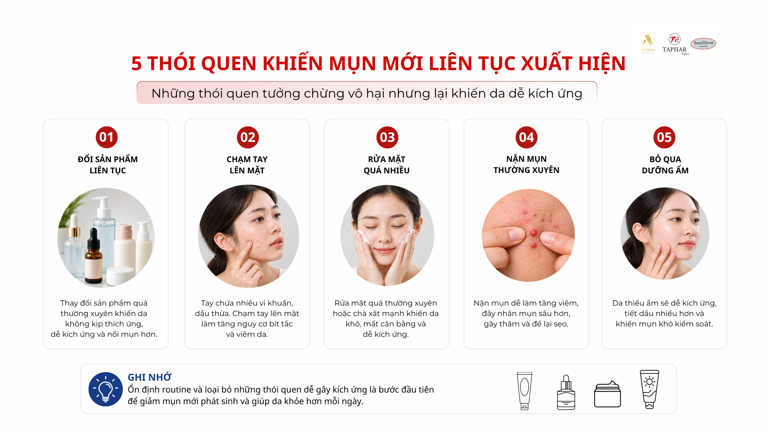 giảm mụn mới phát sinh bằng cách điều chỉnh thói quen chăm sóc da