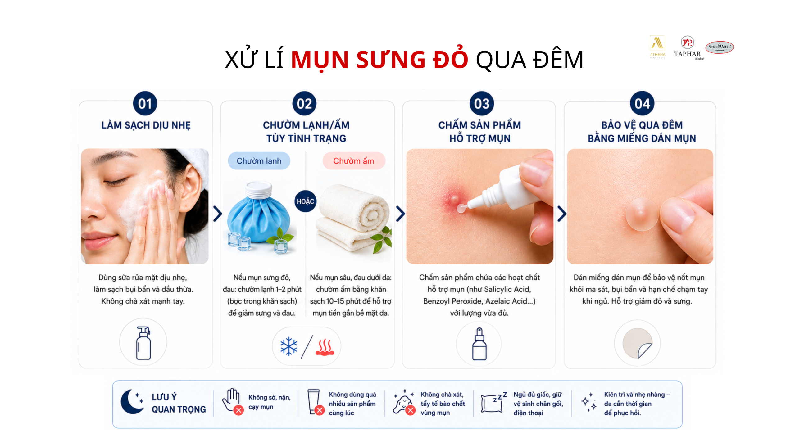 routine xử lý mụn sưng đỏ qua đêm