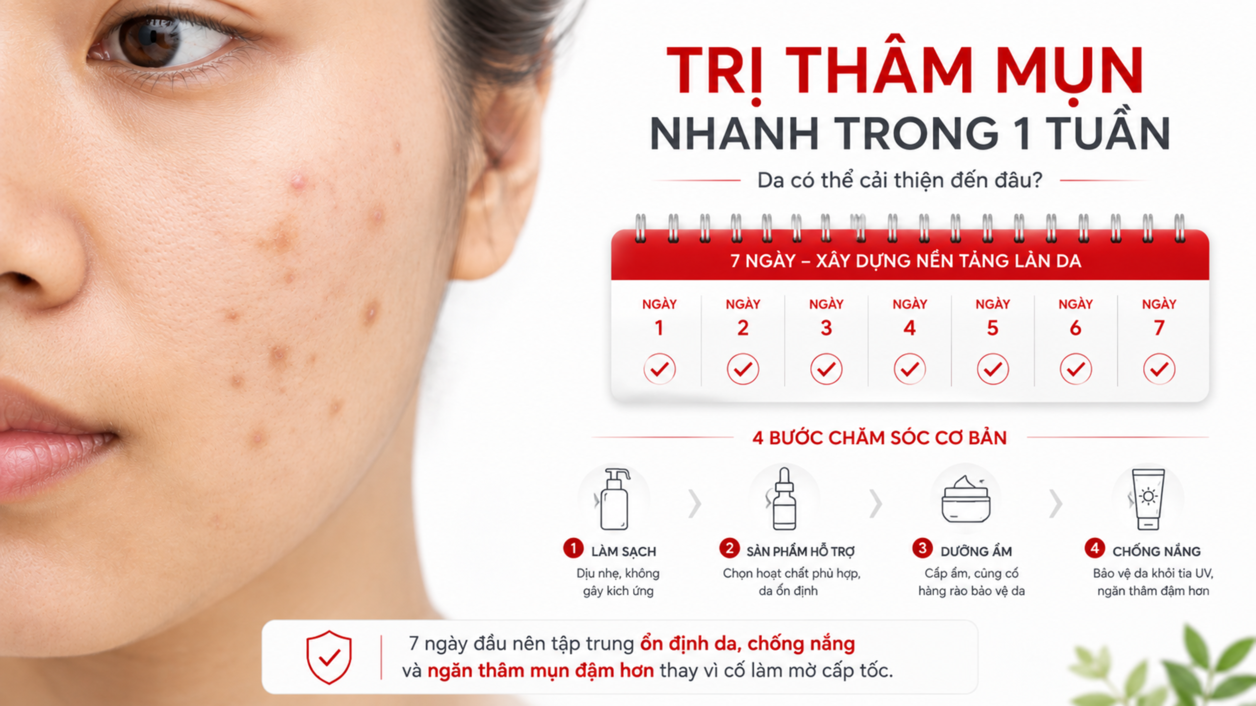 trị thâm mụn nhanh trong 1 tuần an toàn