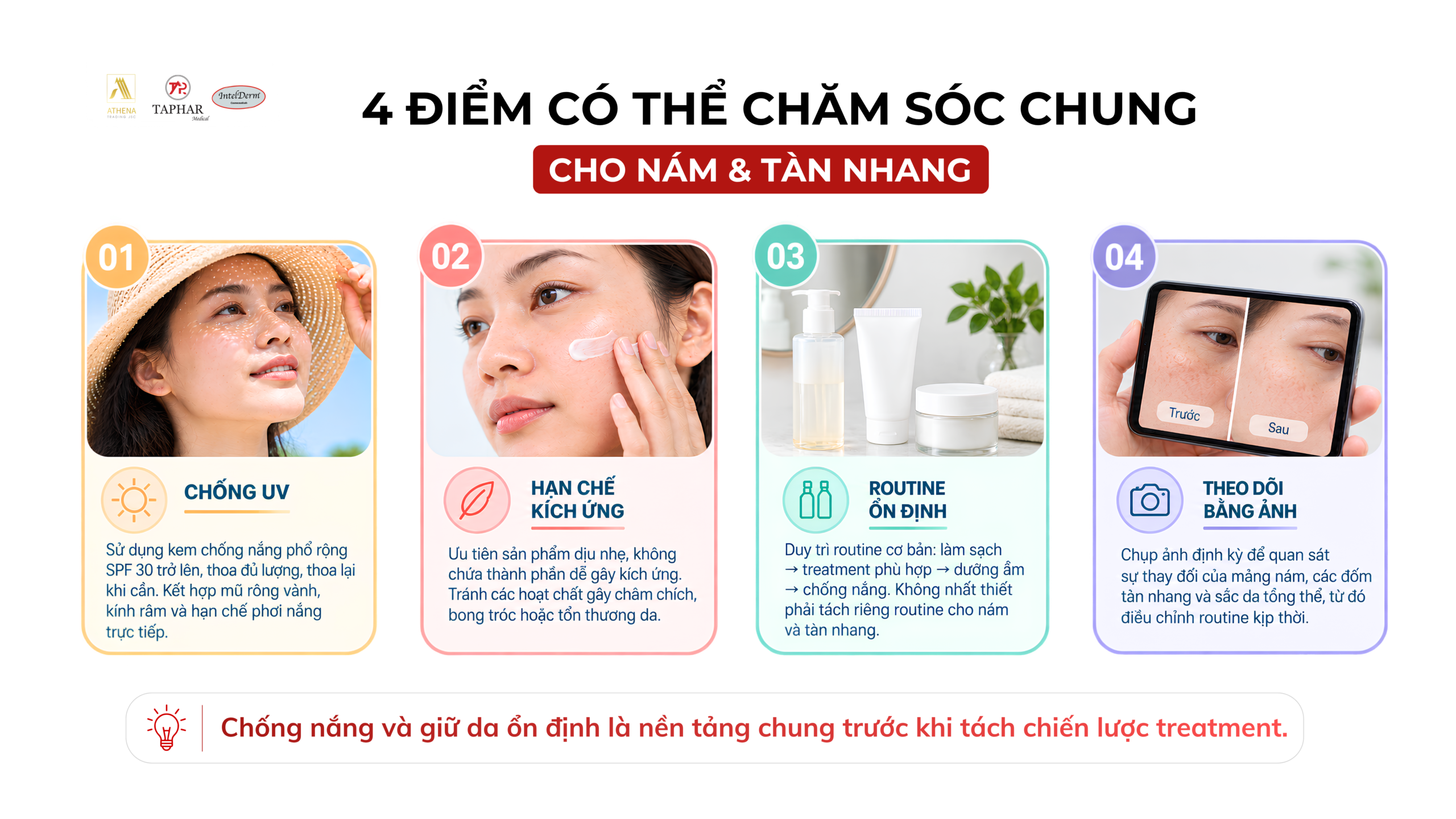 Bốn nguyên tắc chung khi trị nám và tàn nhang