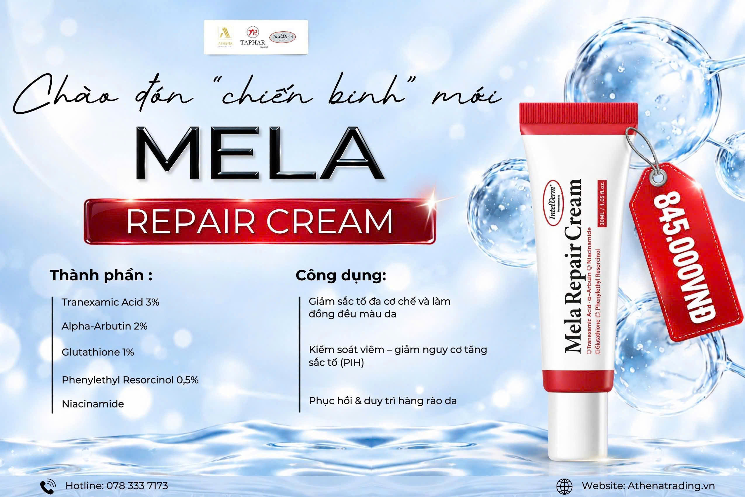 MELA REPAIR CREAM 30ML – KEM SÁNG DA, GIẢM SẮC TỐ ĐA CƠ CHẾ & HỖ TRỢ GIẢM THÂM NÁM