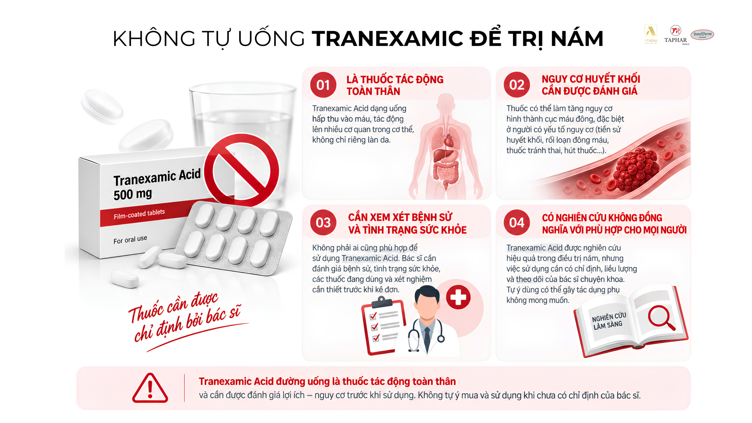 vì sao không nên tự uống thuốc tranexamic để trị nám